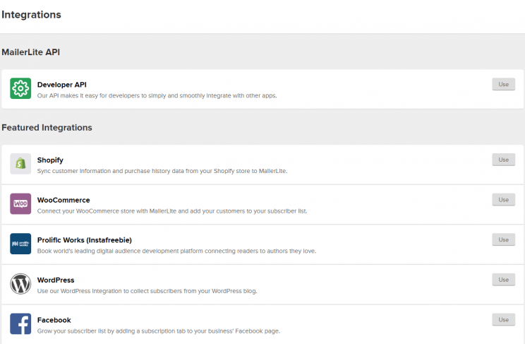 Mailerlite Integrations